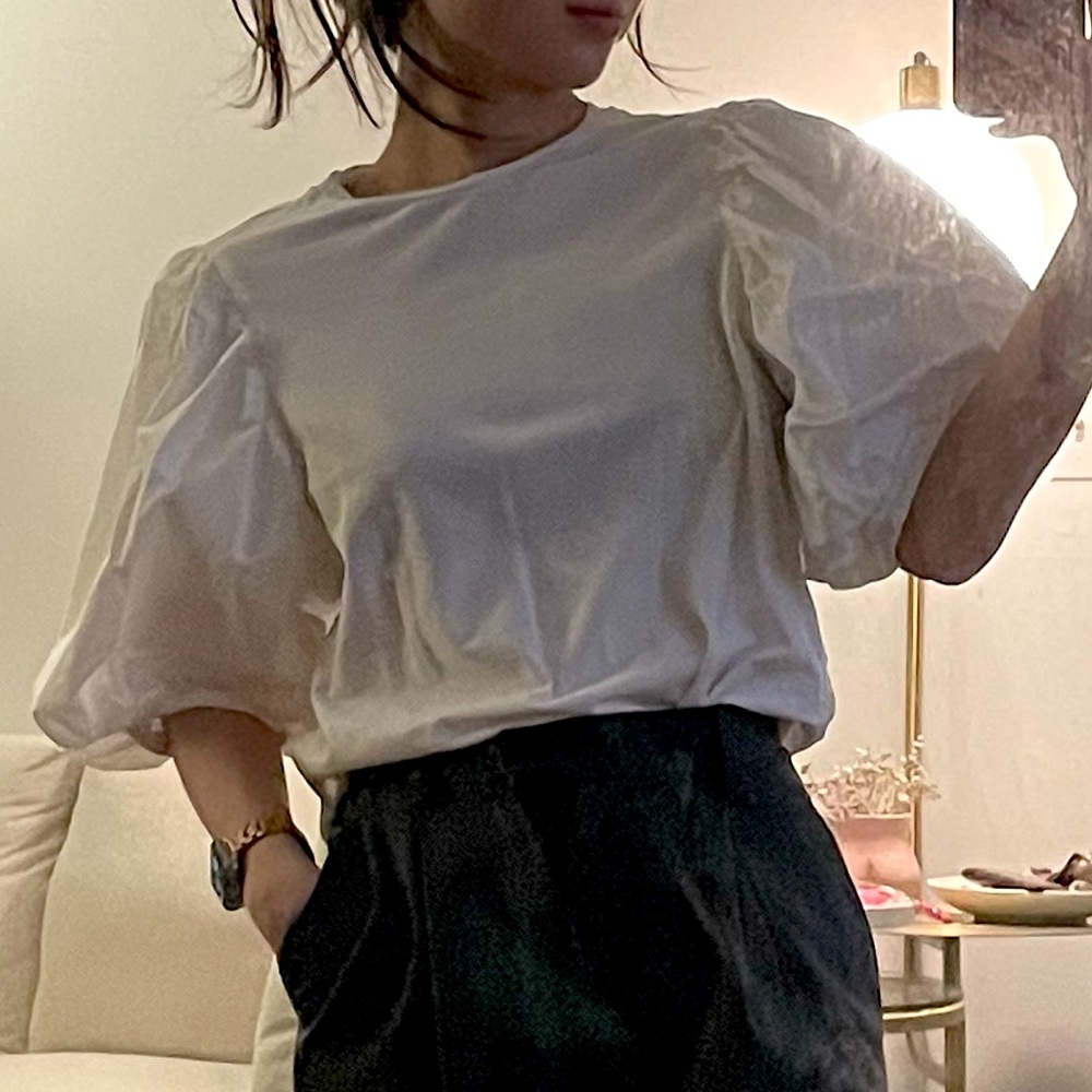 Johanna Ortiz x H&M White Tee with Puff Sleeves